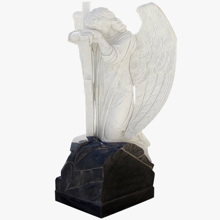 Купить Скульптура из мрамора S_05 Ангел, облокотившийся на крест (на граните)